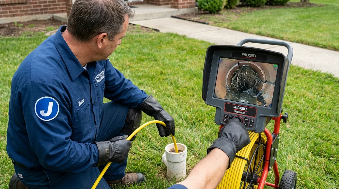 Sewer camera inspection being performed by Johns Plumbing LLC in Canby