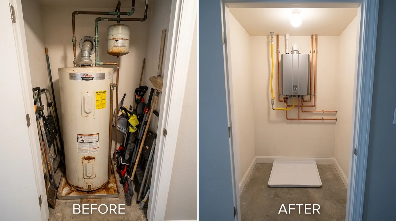Tank water heater versus wall-mounted tankless unit comparison for Canby, OR homeowners